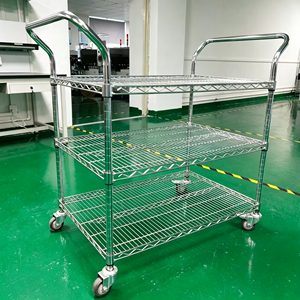 Étagères empilables en fil métallique chromé antirouille avec roulettes pour entrepôt, commerce de détail et stockage domestique - Product Image 3