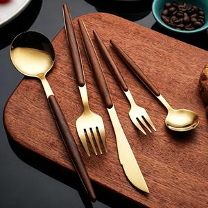 Wholesale Stainless Steel Flatware Sets <b>Knife</b> <b>Fork</b> Spoon with Wooden Handle for Restaurants Portugal Style Cutlery Set - Product Image 3