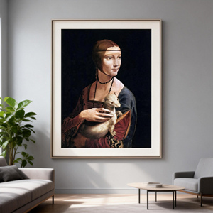 <span class=keywords><strong>Pintura</strong></span> al Óleo Hecha a Mano sobre Lienzo de Retrato de Mujer Ornamentado del Renacimiento Clásico Europeo de Da <span class=keywords><strong>Vinci</strong></span> con Marco Personalizado para Decoración del Hogar - Product Image 2