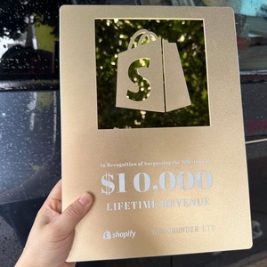 Customized Design Shopify Metal Plaque Shopping Bag Shield Milestone Aluminium Award Medal Trophy