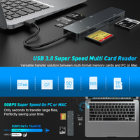 Lector de Tarjetas Rápido USB C 5 en 1 Justlink, UHS II SD4.0 CF MS, Lector USB C TF4.0 Portátil, Compatible con Instalación Externa en Laptop