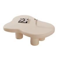 Ensemble de table basse moderne pour appartement et maison Table centrale ondulée en forme de nuage blanc crème Table basse de salon Design