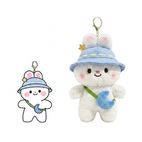 Colgante de peluche personalizado, llavero de conejo blanco esponjoso a medida, juguete de peluche, dije de fresa para bolso, juguete de animal de peluche personalizado para mochila