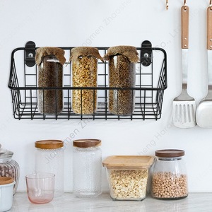 <b>Wire</b> <b>Storage</b> Basket Rectangle Black <b>Wall</b> Mounted Kitchen Bathroom Bedroom <b>Rack</b> - Product Image 3
