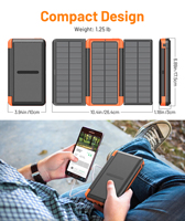 Batterie solaire pliable 16000mAh, charge sans fil, câbles intégrés, lampe torche LED, chargeur portable d'extérieur
