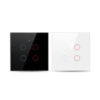 Interrupteur mural intelligent Tuya Wifi contrôlé par application, compatible UE/US, 1, 2, 3 ou 4 boutons, tactile, fonctionne avec Alexa et Google Home
