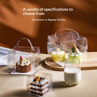Boîte à gâteau carrée haute transparente en plastique, boîte d'emballage pour mousse d'anniversaire avec poignée, en plastique du Guangdong