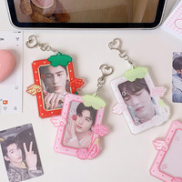 Tempat Kartu Transparan Motif Buah Kartun untuk Pelajar, Merchandise Idol, Photocard 3-inci, Tempat Kartu Guka, Tempat Kartu