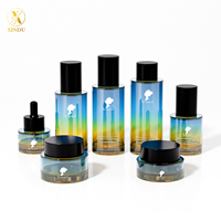 Récipient de soin de la peau personnalisé ensemble d'emballages cosmétiques flacons et pot en verre de lotion crème toner pour le visage flacon à pompe pour sérum de luxe