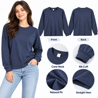 T-shirt à manches longues surdimensionné, col rond, sweat-shirt décontracté, personnalisable avec logo OEM, vêtements pour femmes, idéal pour la gym, le yoga et le fitness.