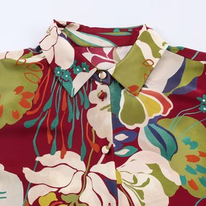 PB&ZA <span class=keywords><strong>Femme</strong></span> 2026 Nouvelle Collection Printemps Blouses Imprimées Fleurs Texture Satinée Vintage Manches Longues Blusas <span class=keywords><strong>Chic</strong></span> Hauts Féminins - Product Image 3
