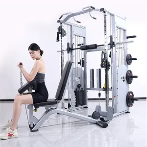 Smith Machine Equipment Functional With Trainer Cable Machine Power Cage Professional Gym Equipment