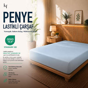 Drap-housse Karden Flower Premium en jersey 100% coton, tailles simple et double, bleu clair, textile de maison, fabriqué en Turquie, vente en gros - Product Image 3