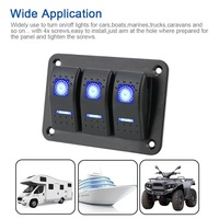 4 Gang Marine Car Rocker LED Light Switch Panel IP65 Waterproof Blue 24V 20A SPST pour Marine Boat