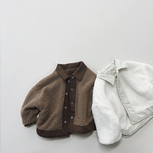 Automne hiver enfants filles garçons <span class=keywords><strong>Sherpa</strong></span> polaire épaissir chaud des deux côtés solide doux rétro manteau enfants veste - Product Image 3