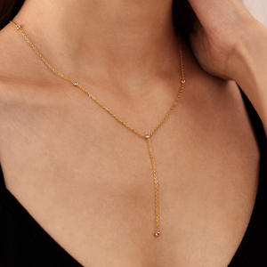 Cross-border INS <b>Titanium</b> Steel CZ Tassel Necklace for Women - Minimalist Design, Premium Quality Choker Necklace, Stainless - Product Image 2