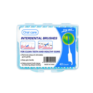 Interdental Brush <b>Soft</b> Silicone Bristles 40-Piece <b>Box</b> Oral Care Cleaning Tool - Product Image 2