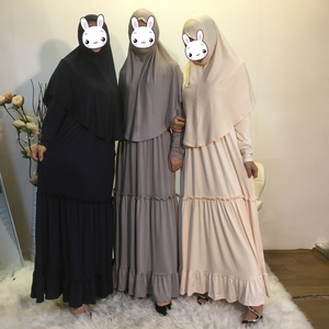 6378# Prayer Long Sleeve Sets Robe Islamic Abaya Jilbab Khimar Muslim Women Praying Hijab Dresses - Product Image 4