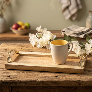 Bandeja pequeña para desayuno de comida, bandeja decorativa de Color personalizado, rústica, redonda, de madera, para té y café - Product Image 3