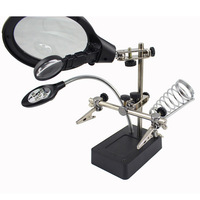2.5X 7.5X 10XDesktop Magnifier LED 3 in 1 Repair Soldering Station Magnifier Repair Tool