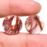 Cabochon de quartz fantôme naturel de qualité supérieure, lisse, rouge translucide, pierre précieuse en vrac 15x15x4mm pour la fabrication de bijoux DIY