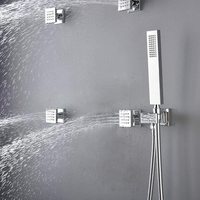Système de douche thermostatique mural en acier inoxydable noir dissimulé de 12 pouces pour salle de bain d'hôtel moderne, avec pommeau de pluie céramique haute pression