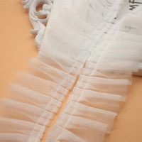 Dentelle plissée double couche en maille de 5 cm en filament de polyester pour la confection artisanale de jupes de poupées DIY