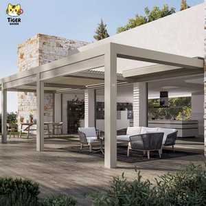 Pergola motorisée moderne 3x3m pour jardin, à lames orientables, avec structure en aluminium rétractable et revêtement pour tonnelles escamotables - Product Image 1