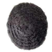 Systèmes de cheveux humains vierges indiens # Perruque complète en dentelle ondulée de 8 mm, couleur 1b10, pour hommes noirs