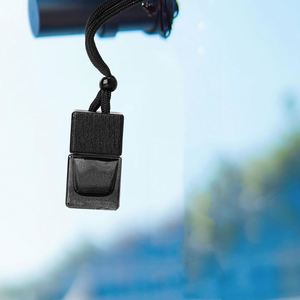 8ml Empty Car Hanging Diffuser Bottle <b>Mini</b> Air Freshener Essential Oil Perfume Glass with <b>Black</b> Wooden Screw Cap Square - Product Image 2