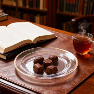 Plato <span class=keywords><strong>de</strong></span> Cena Elegante <span class=keywords><strong>de</strong></span> <span class=keywords><strong>Material</strong></span> PS Transparente, Estilo Moderno, Borde Dorado Refinado, Vajilla Desechable para Catering, Bodas, Banquetes y Fiestas - Product Image 6