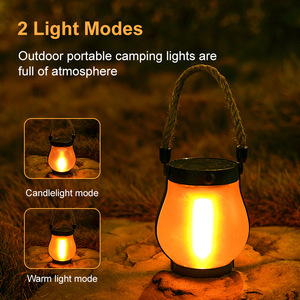 Nuova Lampada a Fiamma LED <span class=keywords><strong>Solare</strong></span> con Corda di Canapa, Luce da Campeggio Sospesa per Esterni, Ricaricabile, Decorazione da Giardino Multifunzionale - Product Image 3