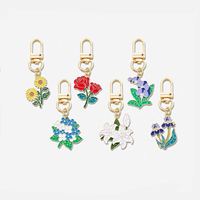 Porte-clés personnalisés en métal avec logo, émail souple ou dur, forme de fleur, dessin animé, animal