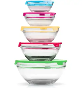 5 PCS GLASS BOWL SET with color printing