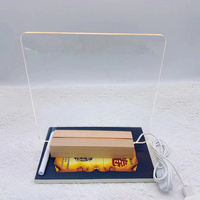Vente en gros Lumineux Diy 3d Led Blanc Acrylique Réinscriptible Transparent Message Note Board Usb Base en bois Led Night Light