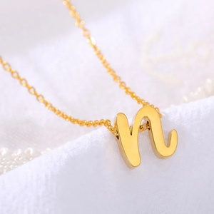 Nuevo collar de letras minúsculas <span class=keywords><strong>con</strong></span> colgante de letras de collar de acero inoxidable hueco para mujer - Product Image 2