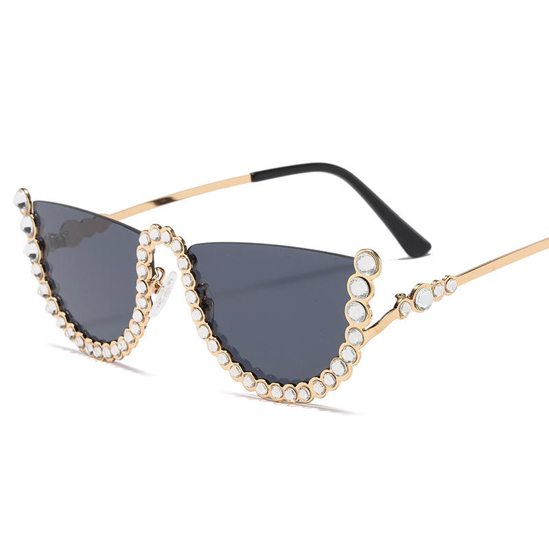 2026 New Diamond Sunglasses for Women Half Frame Fashion Glasses Decorative Sunglasses Wholesale