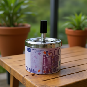 BK5003 Euro Design Ashtray 500 Euro Note Style With Lid For Indoor Outdoor Use - Product Image 2