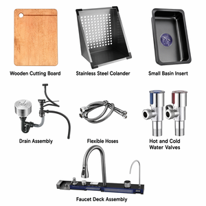 Lavello da <span class=keywords><strong>Cucina</strong></span> Nero con <span class=keywords><strong>Design</strong></span> Nano Whale, in Acciaio Inox 304, Fatto a Mano, Grande Vasca Singola con Cascata a Nido d'Ape - Product Image 6