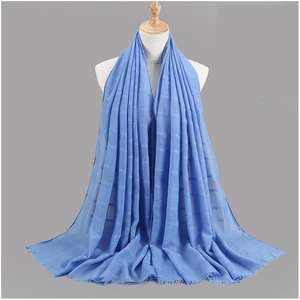 女性用ヒジャーブスカーフショールファッション<span class=keywords><strong>2025</strong></span>年新春スタイルカスタム長穴コットンリネン無地 - Product Image 3