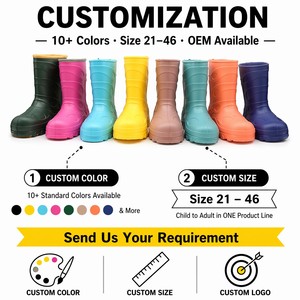 OEM Thick Plush Lined EVA Winter Boots Warm Mid Calf Waterproof Snow <strong>Wellies</strong> Anti Slip Sole Kids Adults Cold Weather Rain Boots - Product Image 2