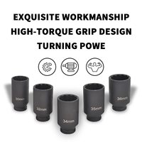 5 pièces 1/2 "jeu de douilles à impact profond 12 points métriques 30mm 32mm 34mm 35mm 36mm entraînement