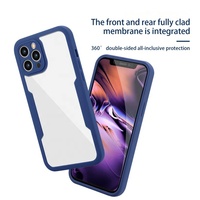 Coque de téléphone portable, 3 en 1, en TPU acrylique, hybride, pour iPhone 12 Pro, protection complète, transparente, avec protecteur d'écran, accessoires