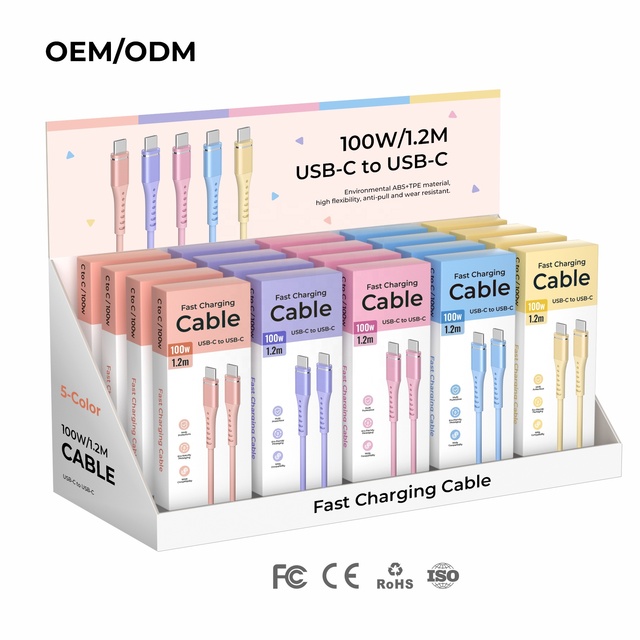 Wholesale 100W USB-C USB-C 6A Fast Charging Cable PD3.0 Pure Copper Conductor Braided Nylon Jacket Laptop Tablet Phone Computer
