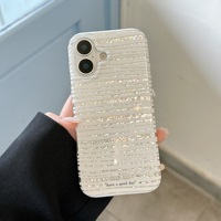 Coque de protection intégrale IMD à motif rayé pailleté pour iPhone 18 Pro Max, anti-rayures, ajustement parfait, échantillon