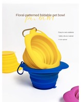 Bol d'alimentation pour animaux de compagnie en silicone personnalisé, pliable, portable, pour chien et chat, avec mousqueton pour les voyages en plein air