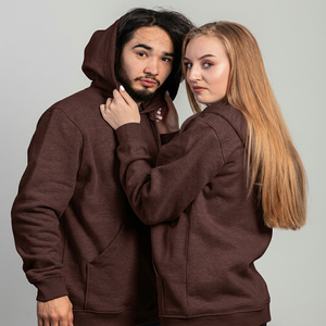 Sweat-shirt à capuche unisexe marron, coupe classique, en coton tricoté, couleur unie, vêtement décontracté pour l'automne - Product Image 1