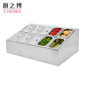 Hotel Buffet Equipment 3/4/5/6/8/10/12 Grid Stainless Steel Sauce Gastronorm Metal Food Container Rack Condiment GN <strong>Pan</strong> <strong>Holder</strong> - Product Image 2