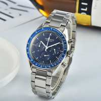 Corgeut Ventes Chaudes De Haute Qualité 40mm Cristal Minéral Bracelet En Acier Inoxydable Cadran Noir Plongée Chronographe Hommes Montres-Bracelets À Quartz