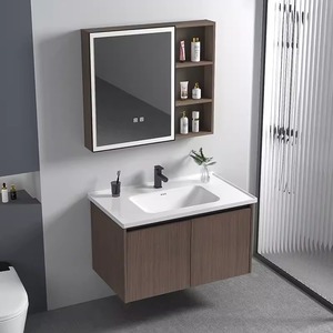 Mueble <span class=keywords><strong>de</strong></span> <span class=keywords><strong>Baño</strong></span> Flotante <span class=keywords><strong>de</strong></span> Aluminio con Espejo y Lavabo, Estilo Contemporáneo, Pequeño, <span class=keywords><strong>para</strong></span> <span class=keywords><strong>Baño</strong></span>, Hotel o Apartamento - Product Image 1